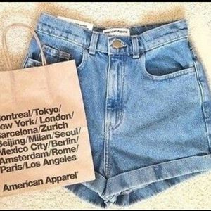 American Apparel High Waited Jean Shorts